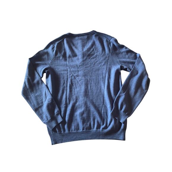 J Crew Mens/Teen Merino Wool Blue V Neck Sweater Size Medium Preppy Classic - Picture 3 of 8